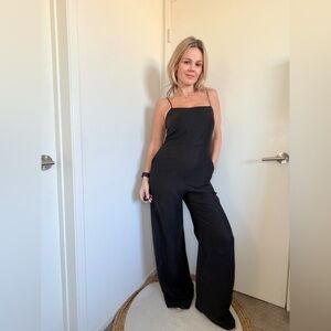 New Le Merceau Linen Blend Jumpsuit in Black